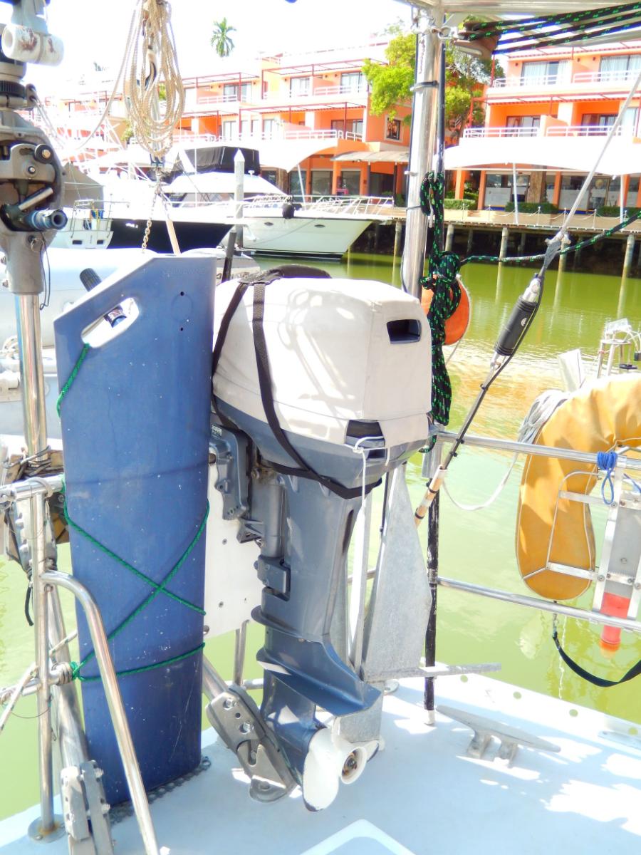 Hydrovane with auxilliary rudder (and 15hp outboard)