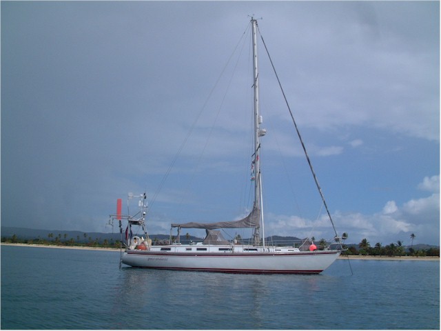 Poco Andante at anchor of Ensenada Sun Bay, Vieques.