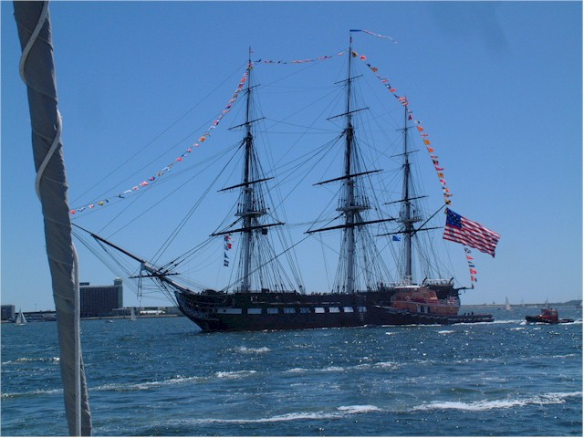 The USS Constitution on its annual 'turn around' cruise...
