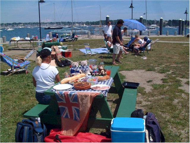 Our 4th July picnic - complete with British flag and the Teddy Bears!
