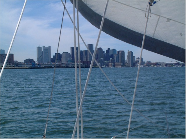 Sailing into Boston, Massachusetts.