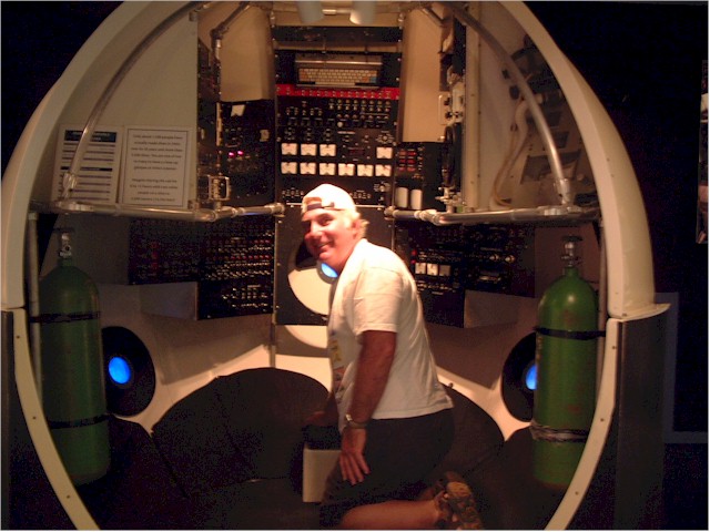 At the Woods Hole Oceanographic Institute - Keith inside Bob Ballard's deepsea exploration capsule Alvin.
