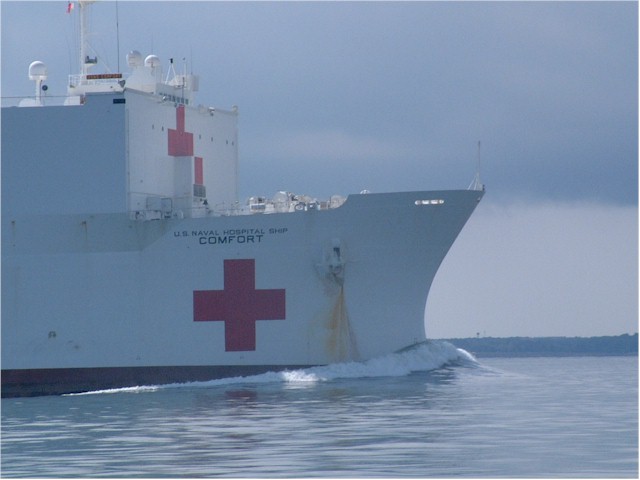 ... this US Navy Hospital Ship was heading out.
