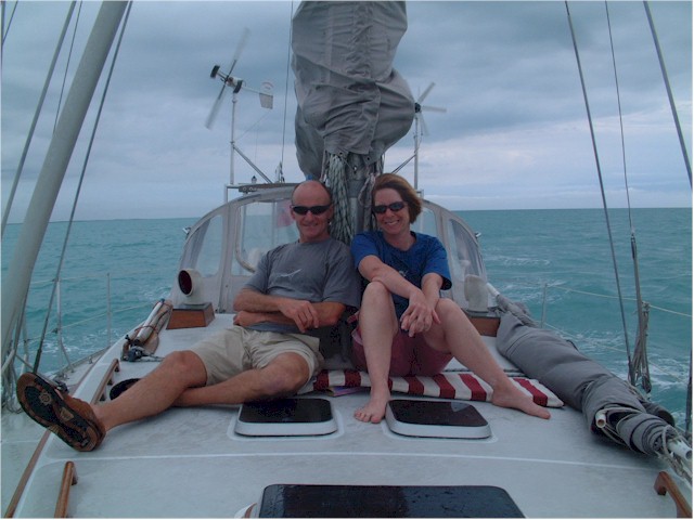 Doug & Shirley relaxing on deck en route to Key West.
