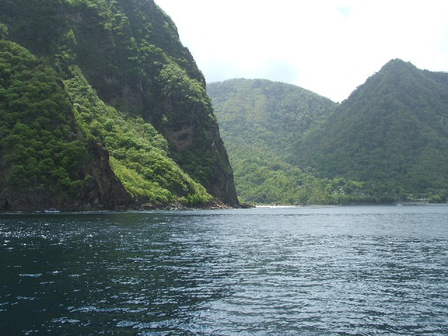 The huge 'Pitons' on the west coast of St Lucia...

