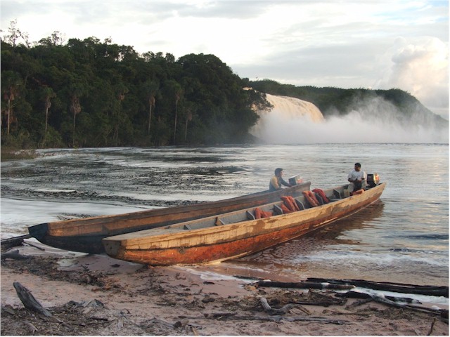 The dugout canoes.