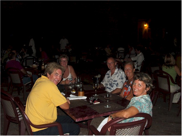 Enjoying dinner ashore with Peter & Toni of Tigger and Nils & Marit of Checkmate.
