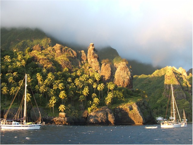 Landfall at spectacular Fatu Hiva in the Marquesa Islands - after our longest passage (23 days)
