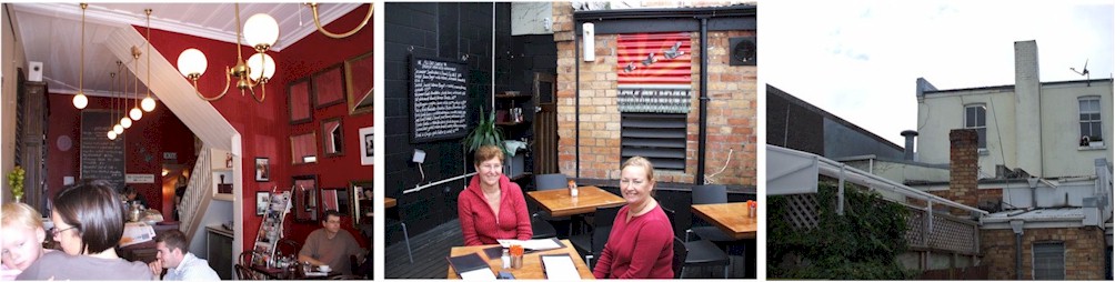 
272 Ponsonby Road, where Christine spent her childhood - it's now a posh cafe - with Leanne, a new NZ friend.
