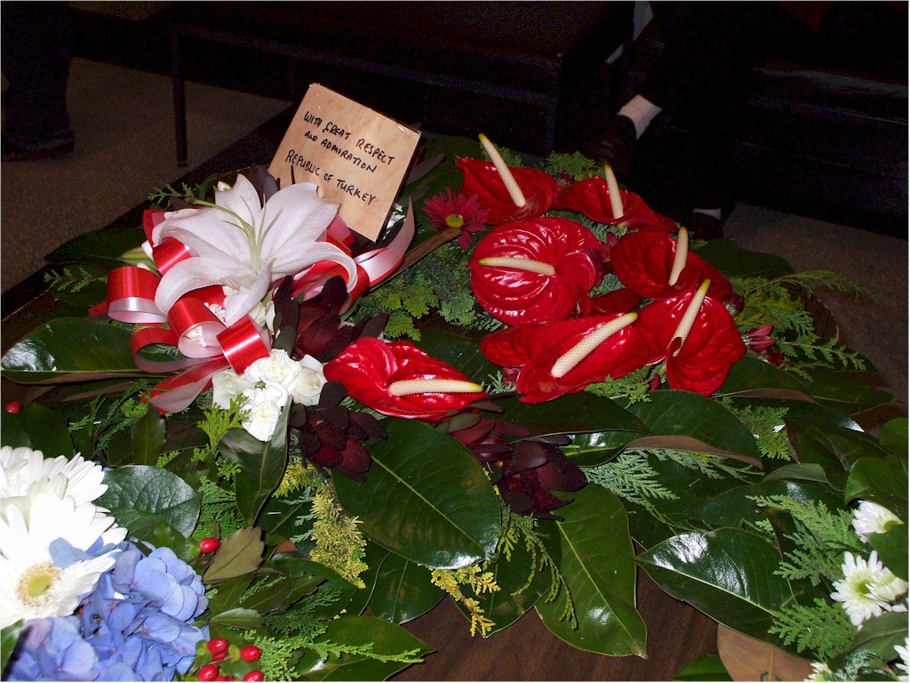 ... and a wreath from the victorious enemy.

