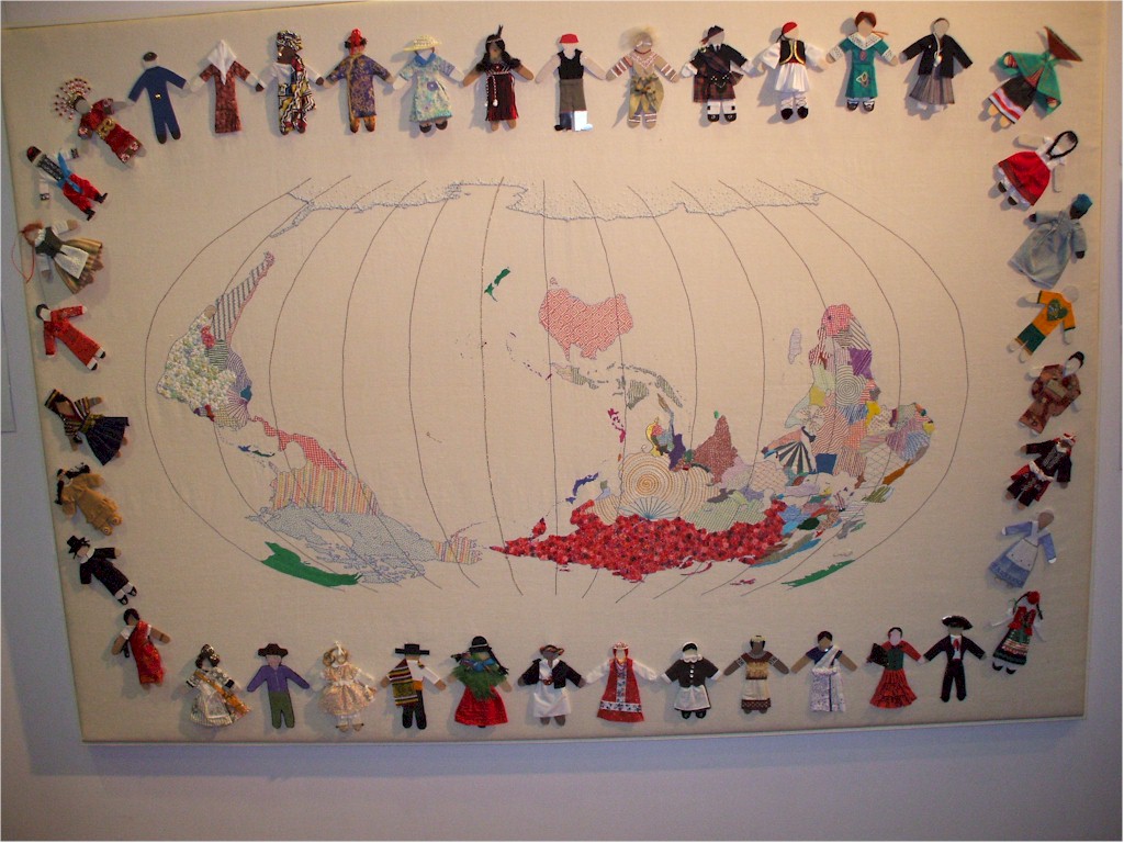 A wonderful embroidery exhibition included this 'down under' world map!