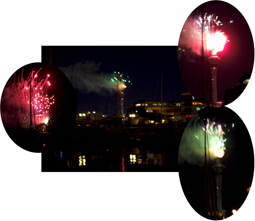 Fireworks off the Sky Tower for the start of the Auckland Festival
