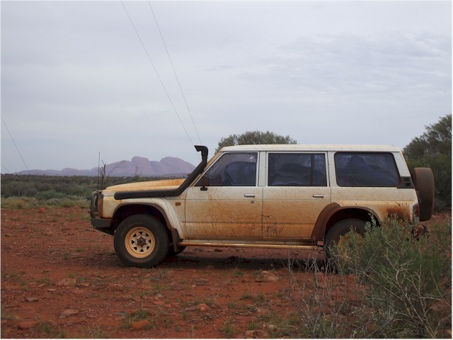 Poor 'Betty' is caked in red Ozzie dust after the drive across the desert!
