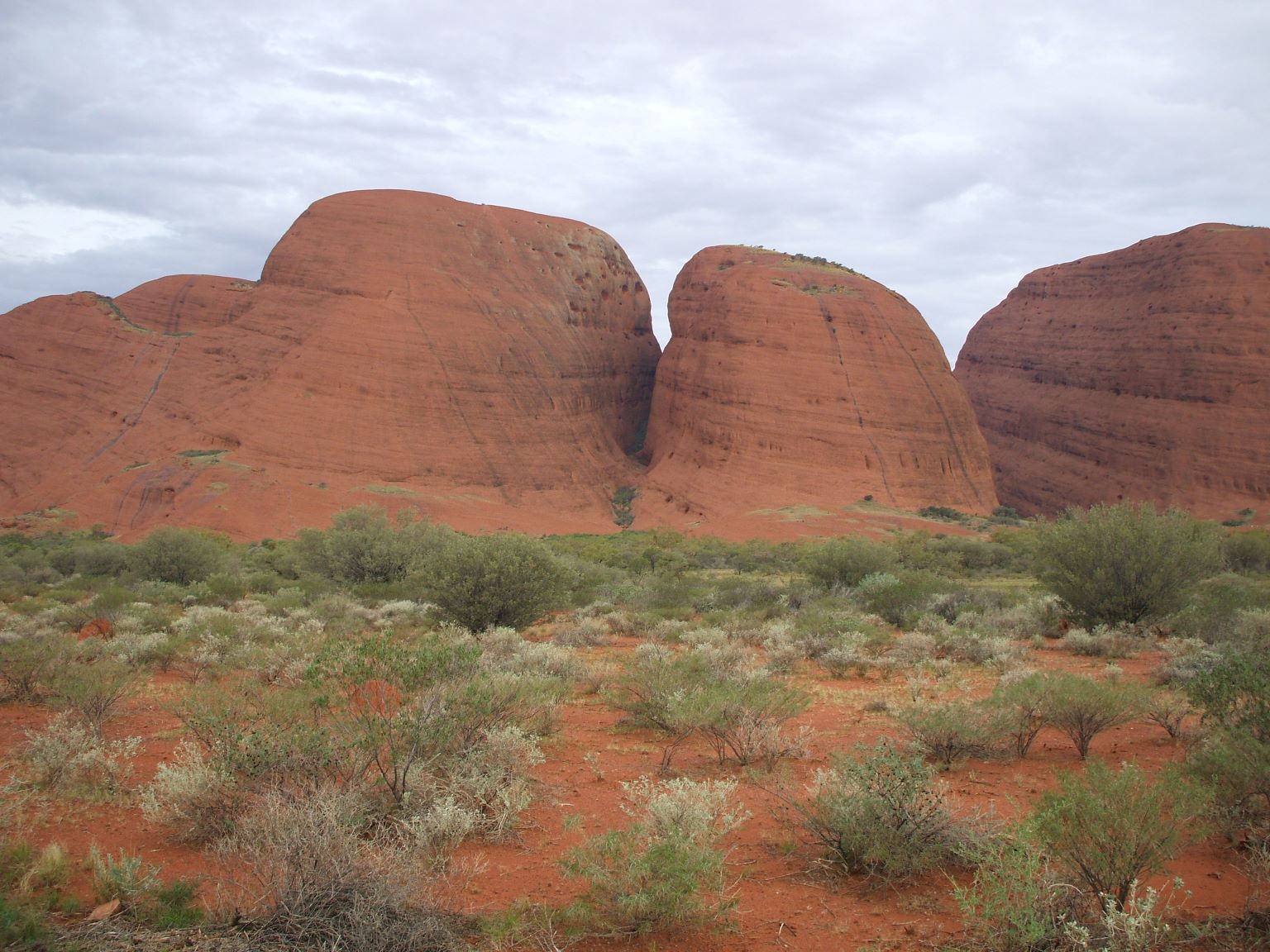 The Olgas - huge boulders piled in the desert.