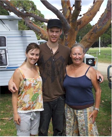 Celebrating Amber's birthday at the crowded camp ground in Mallacoota.