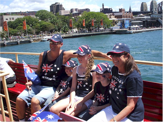 
An Australian family dressed up to celebrate Australia Day.