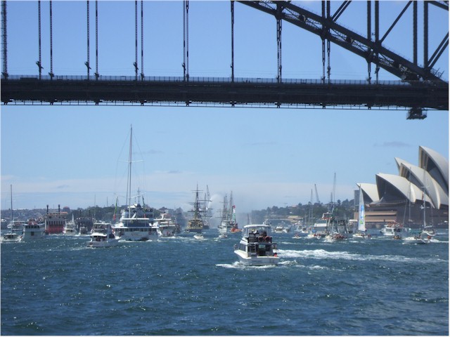 The parade of boats was a great sight - we rode the ferry around the harbour to enjoy!