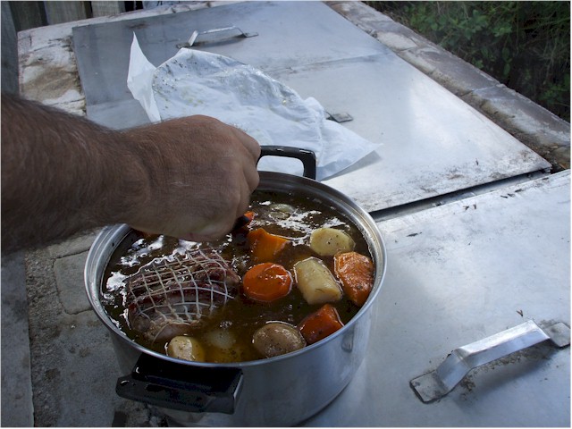 Keith cooked our lovely dinner in the thermal oven.