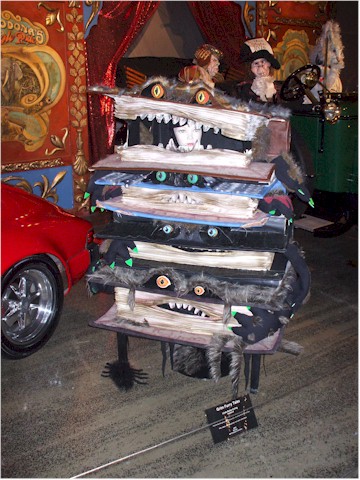 We visited the World of Wearable Art Museum - great fun. This piece is called 'Grim Furry Tales'
