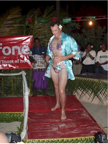 And, Patrick (also with the Hall family group) looked great in his partner's bikini - wow!
