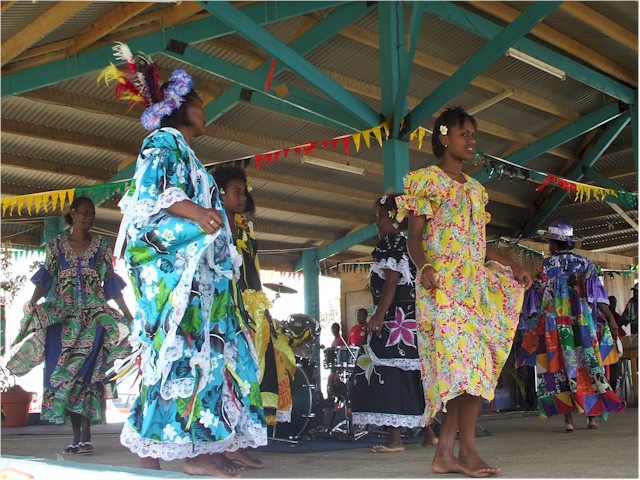 'Traditional Dress' competition - described as 'Mother Hubbard' dresses in the guide books - very intricate.
