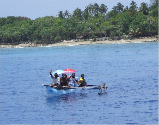 A cheerful welcome to Vao Island...

