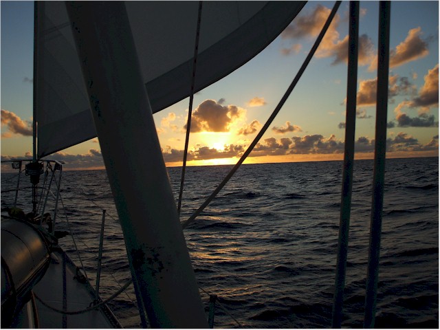 En route at last - typical trade wind skies and seas...
