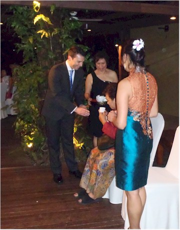Rob & Jas performing the Tea Ceremony - isn't Jas' dress stunning!
