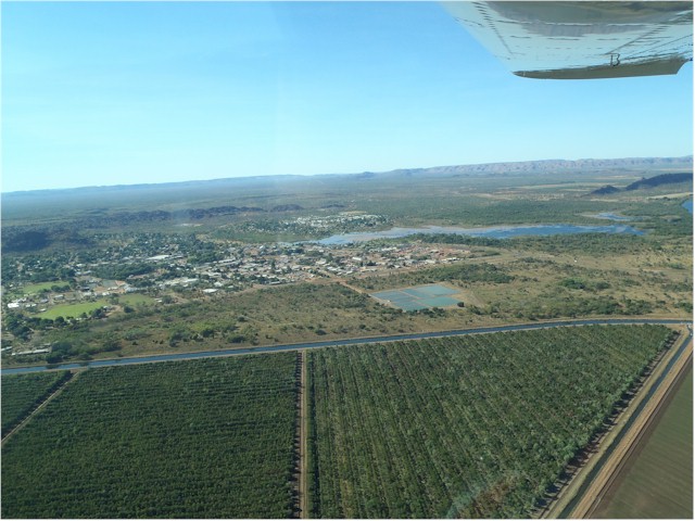 The Ord River irrigation scheme in action - just outside Kununurra.
