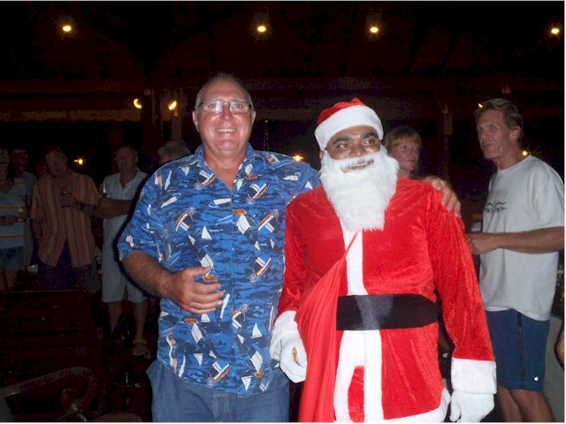 Christmas Eve get-together at the marina - and a visit from Santa Claus!
