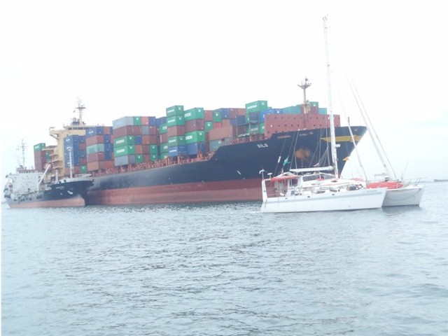 Singapore Straits were a busy experience to cross!

