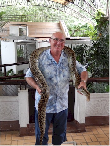 Keith was brave enough to wear this python. He said it was very heavy!
