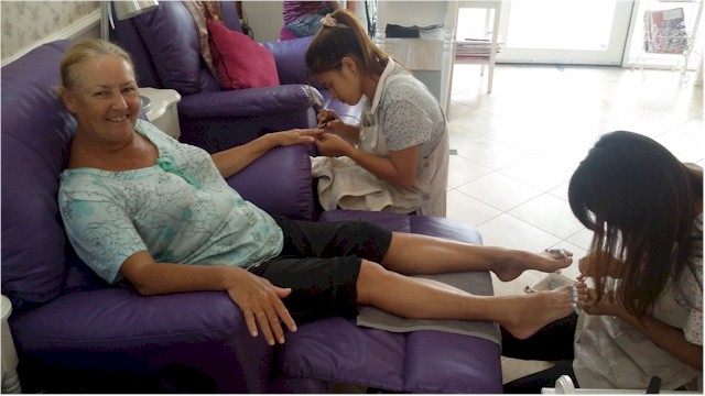 Christine gets some pampering before we visit Rob, Jas and Rosie in KL!
