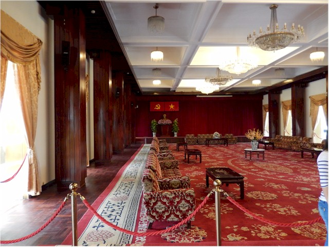 Now called Reunification Palace, the interior is a time warp back to 1966 when it was built...
