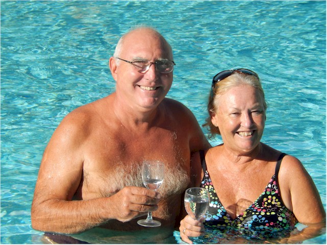 Graham kindly took this photo of us in the pool at our apartment - don't we look happy and relaxed!
