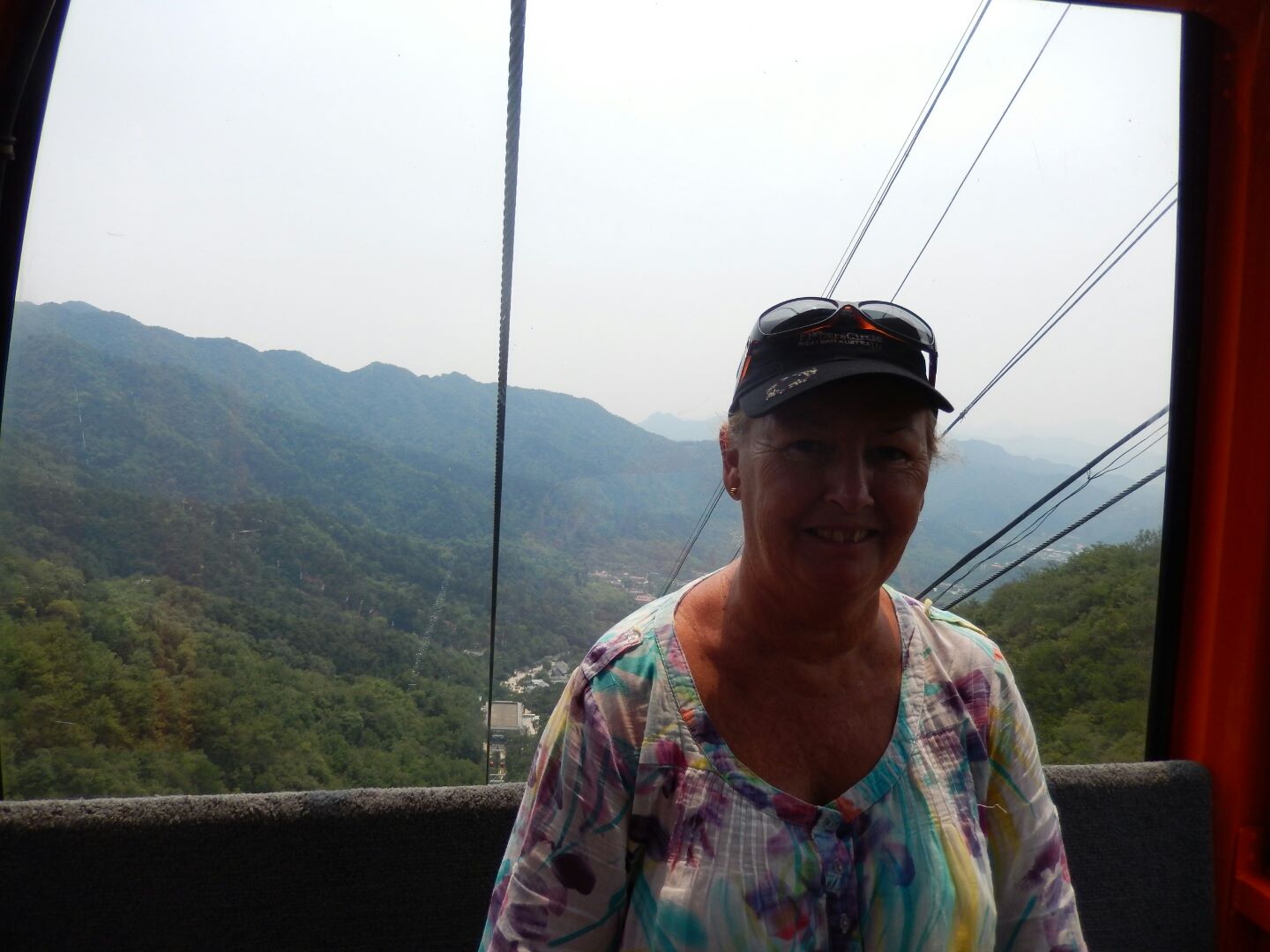 Taking the cable car up to the Wall.