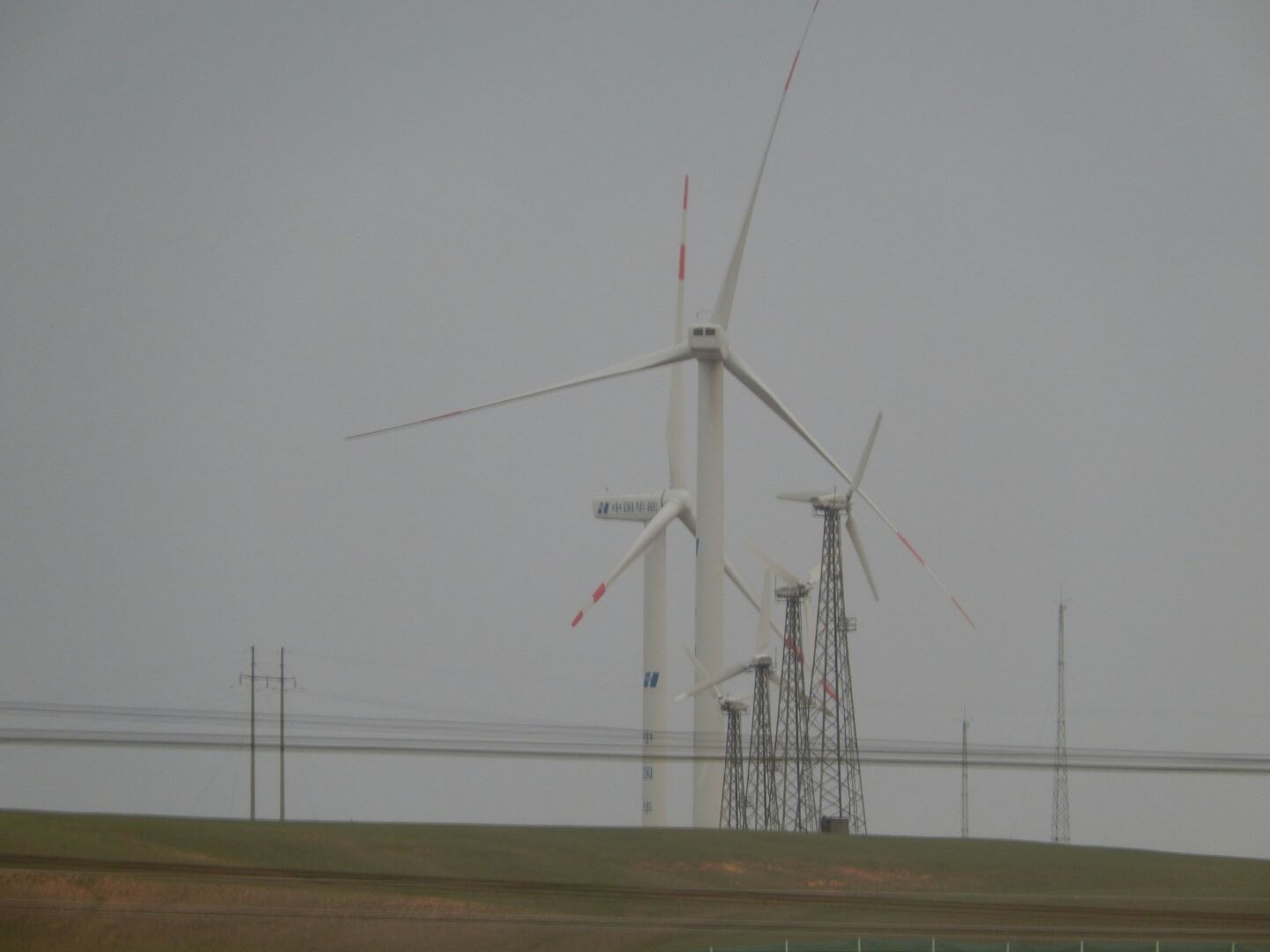 Wind farms were everywhere.

