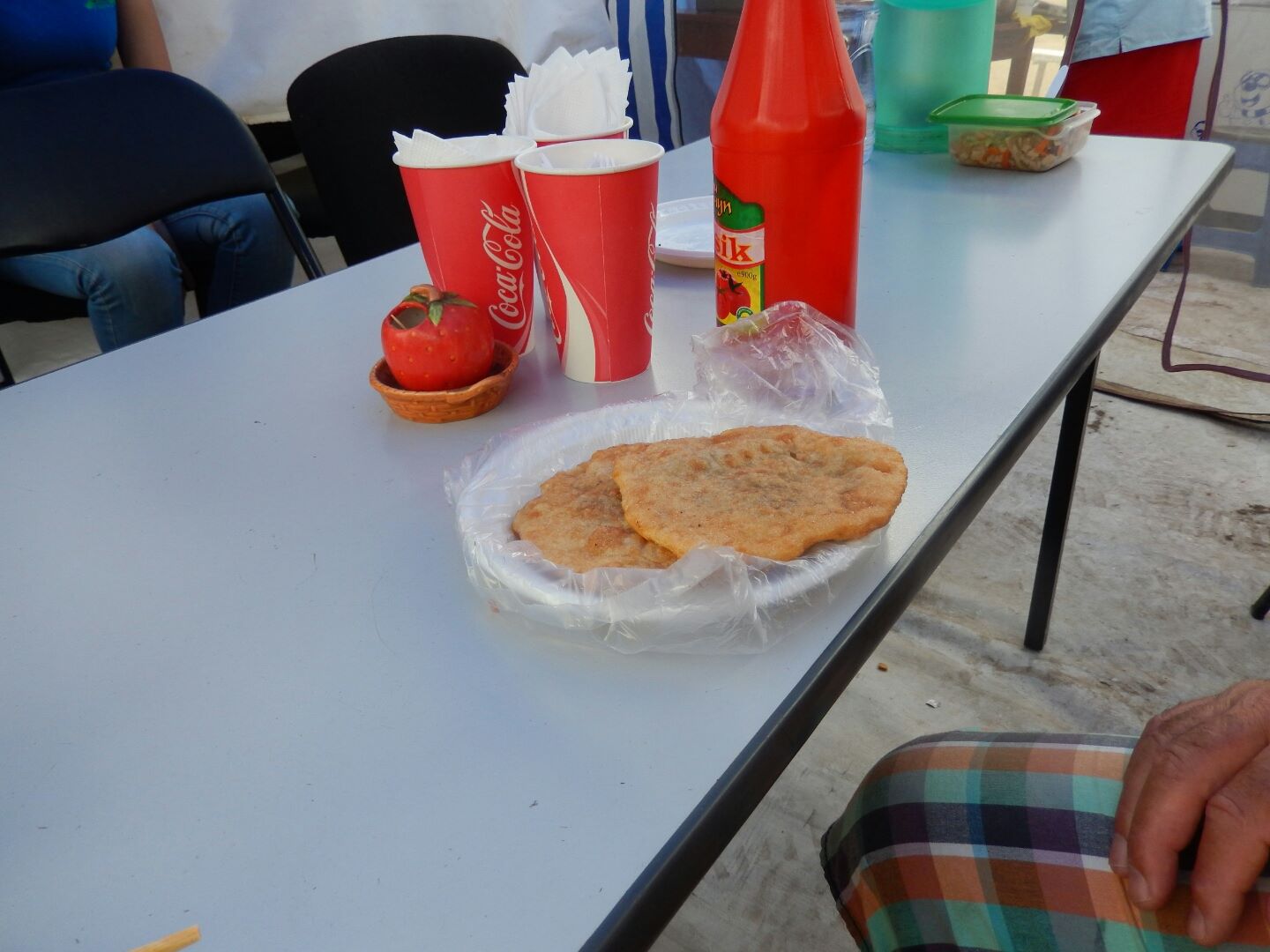 
... a fried "tortilla" stuffed with mincemeat of various sorts.
