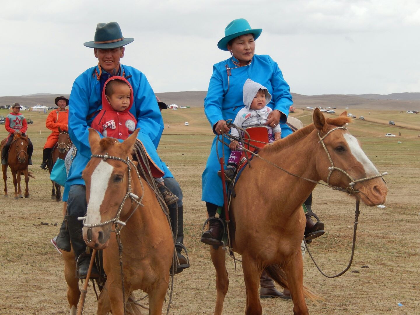 
A Mongolian family enjoying a day out.
