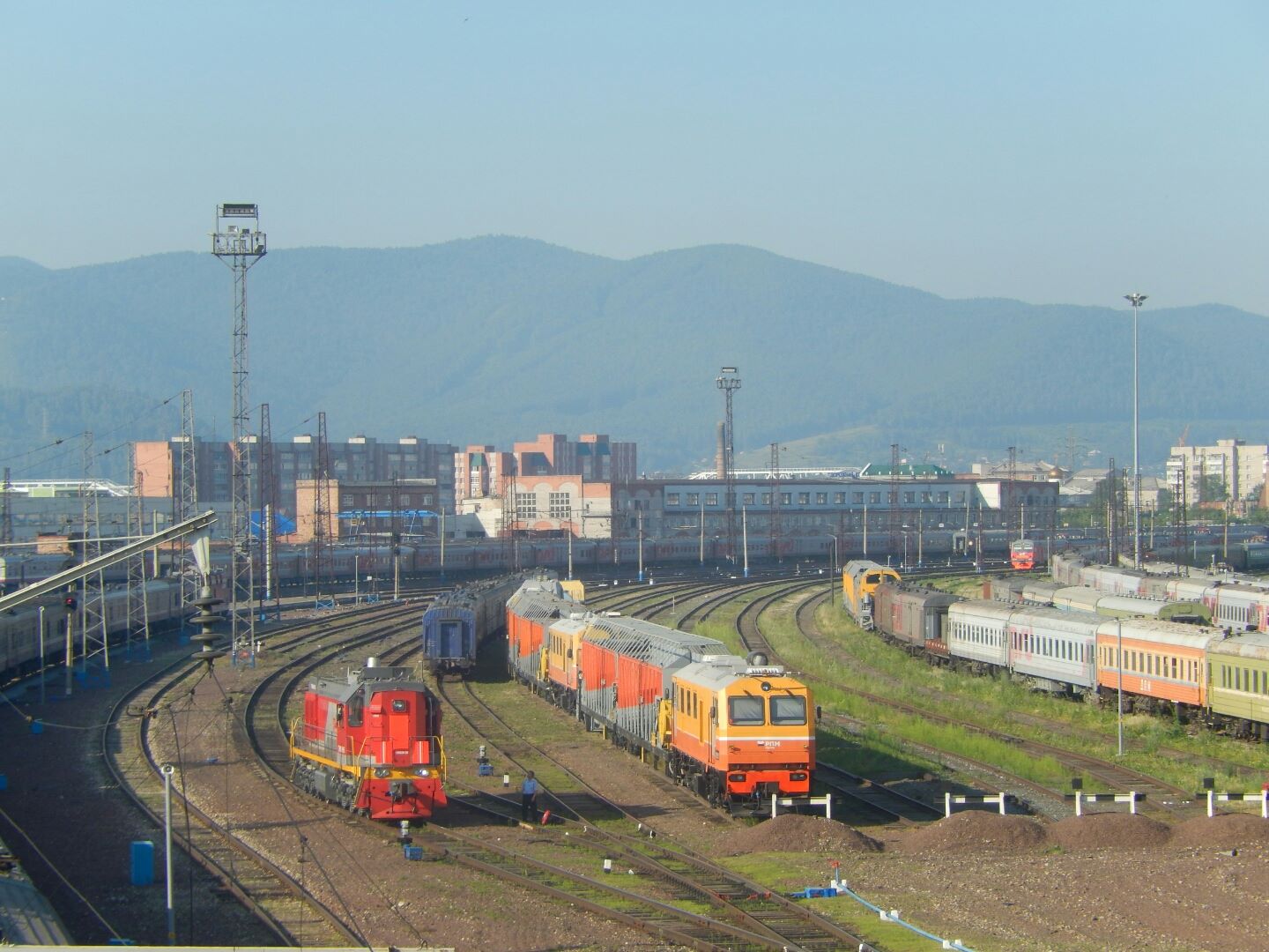 
The extensive rail network at the major junction at Krasnoyarsk.
