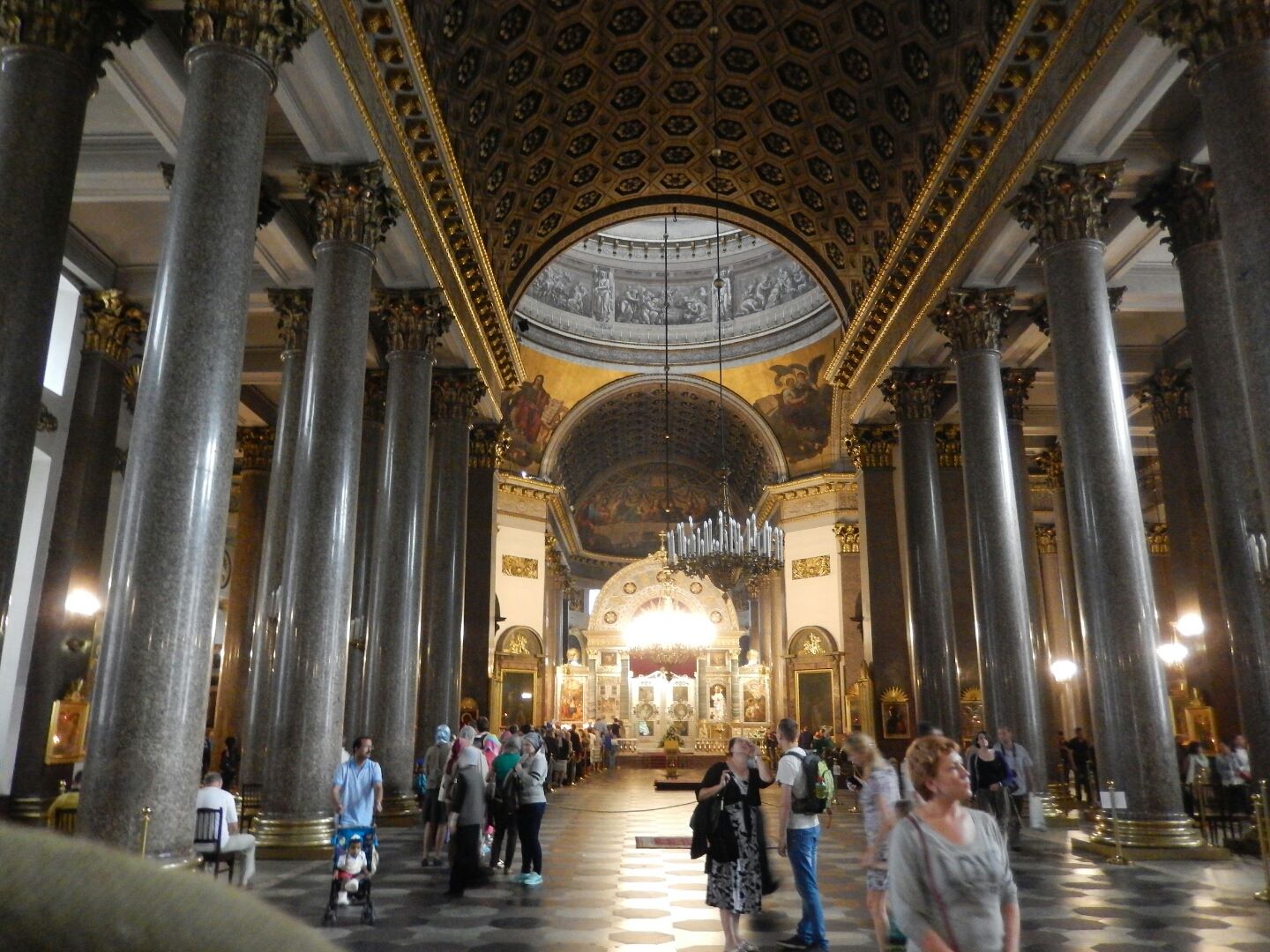 The interior of the enormous Kazan Cathedral.
