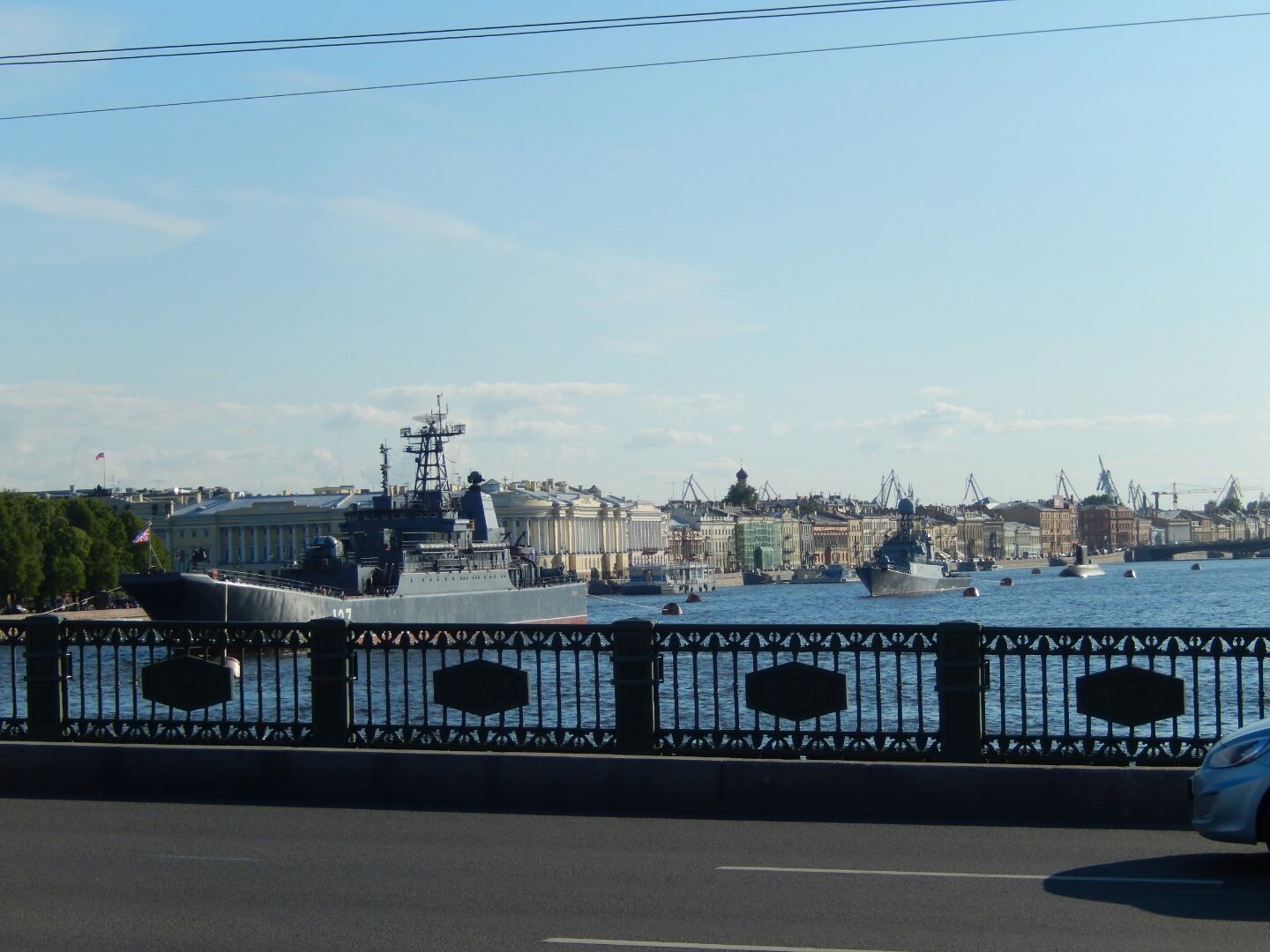 Naval might on display on the Neva River...
