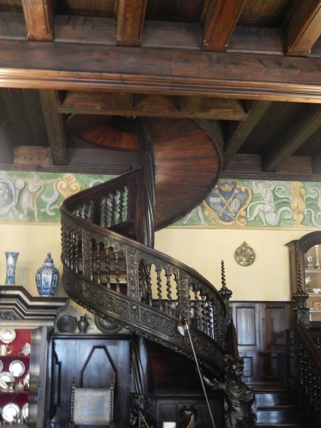 The building houses this magnificent timber spiral staircase.
