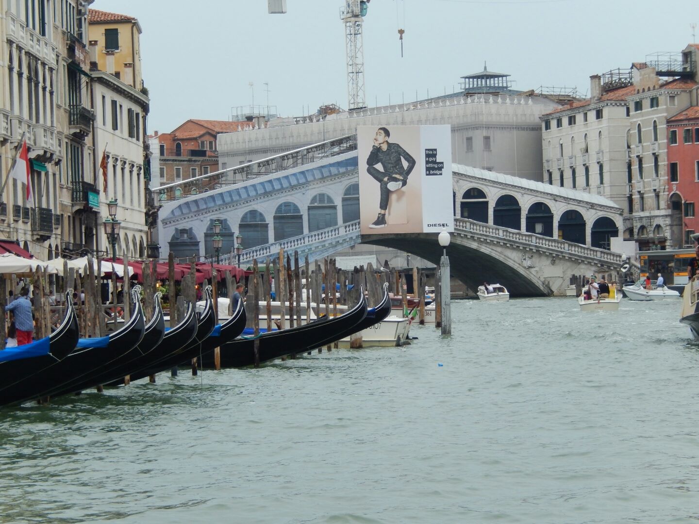 The Rialto Bridge - one of only 3 bridges across the Grand Canal.
