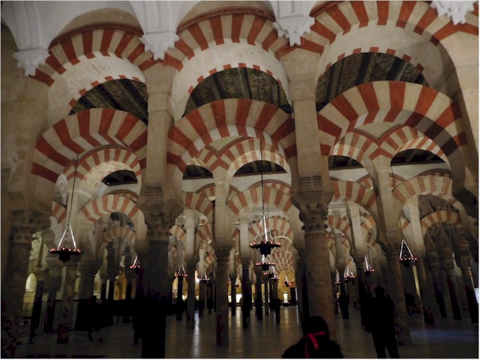 Inside the vast Moorish mosque, now a Christian cathedral.